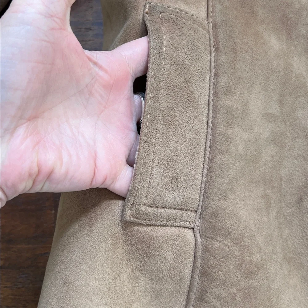 ABERCROMBIE & FITCH Lambskin Suede & Shearling Rancher Jacket Vintage Women's 14 - Picture 9 of 15